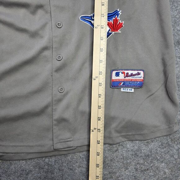 Toronto Blue Jays Jersey Mens 48 Gray MLB Baseball Jose Bautista 19 Button Road - Picture 8 of 10
